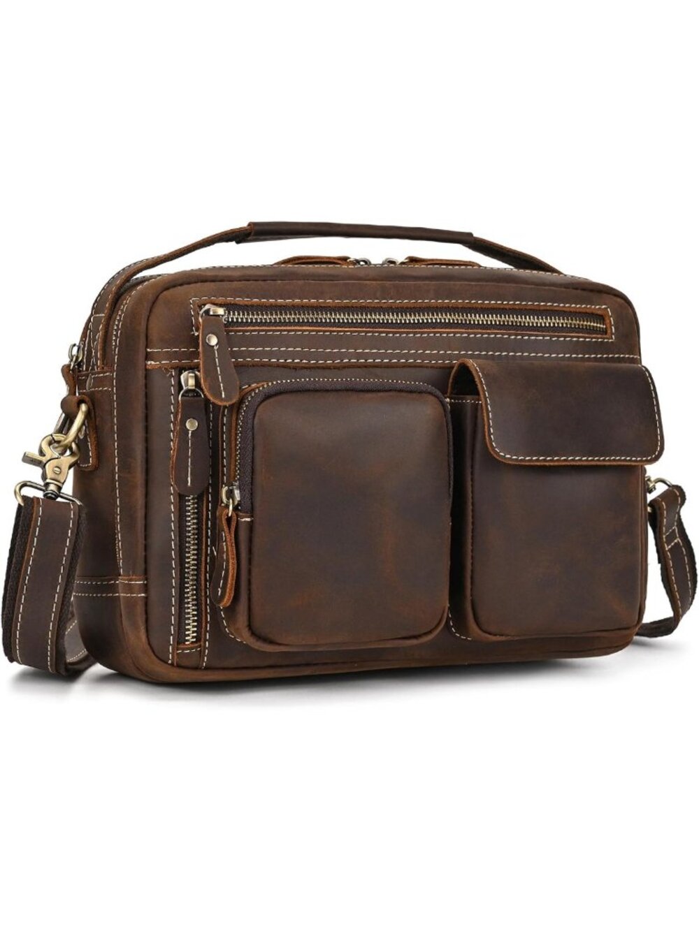 Stylish Full Grain Leather Messenger Bag for Men | Crossbody Travel & Work Purse